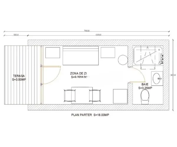A-Frame house floor plan - technical design